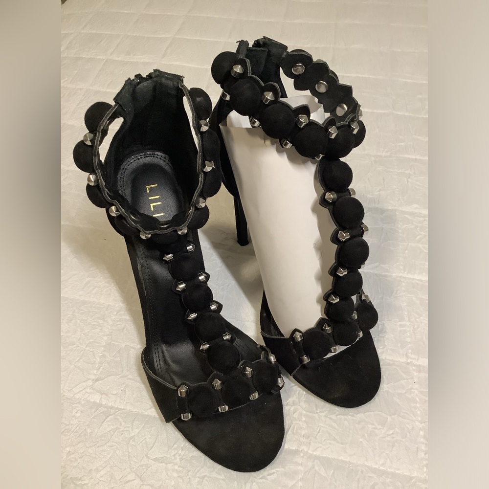 Lillian Ankle Strap Black Stilettos Size 6